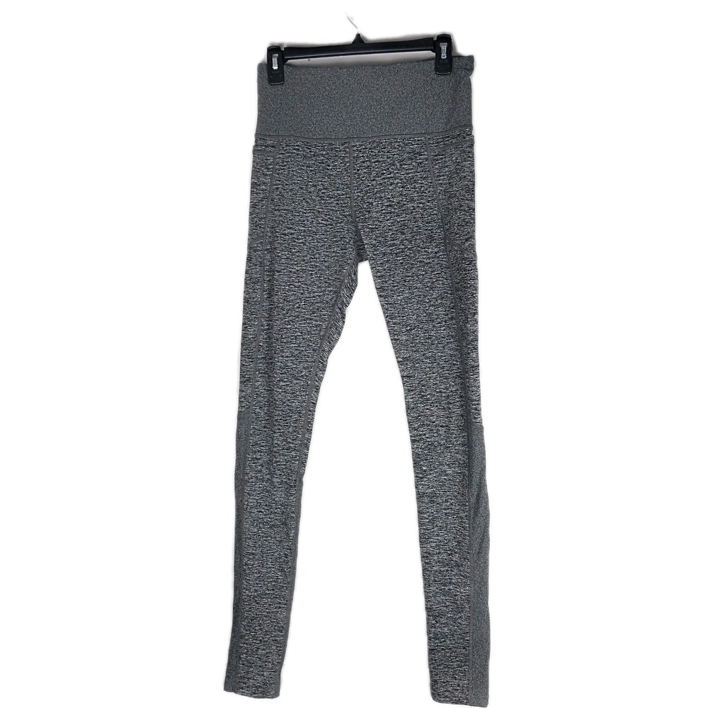 Athleta Exhale Heel Stash Heathered Gray Tights Womens Sz Medium Yoga Athleisure